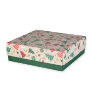 opakowanie swiateczne wieko-dno 285x275x85 mm z nadrukiem choinki