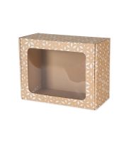 pudelko fasonowe z okienkiem 250x200x100 mm z bialym nadrukiem geometrycznym zdj glowne
