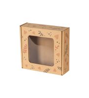 pudelko fasonowe z okienkiem nadruk serca i liscie 150x150x50 mm zdj glowne