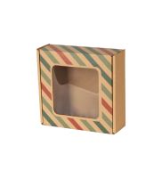 pudelko fasonowe z okienkiem nadruk paski 150x150x50 mm zdj glowne