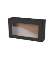czarne pudelko fasonowe z okienkiem prostokat 350x200x100 mm zdj glowne