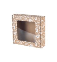 pudelko fasonowe z okienkiem 200x200x50 mm z bialym nadrukiem WIELKANOC zdj glowne