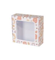 pudelko fasonowe z okienkiem bialo-biale 175x175x65 mm z nadrukiem happy easter wielkanoc zdj glowne