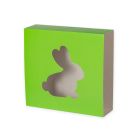 Obwoluta wielkanocna do pudełka z okienkiem 200x200x50-Zając ciemnozielony