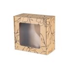 pudelko fasonowe z okienkiem 200x200x100 mm z czarnym nadrukiem kwiaty zdj glowne