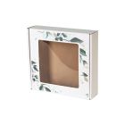 pudelko fasonowe z okienkiem bielone nadruk liscie 200x200x50 mm zdj glowne