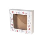 pudelko fasonowe z okienkiem bielone nadruk tulipany 200x200x50 mm zdj glowne