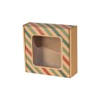 pudelko fasonowe z okienkiem nadruk paski 150x150x50 mm zdj glowne