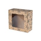 pudelko fasonowe z okienkiem z czarnym nadrukiem sniezynki 200x200x100 mm