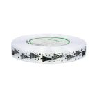 White Satin Ribbon with Black Christmas Tree Print 12 mm
