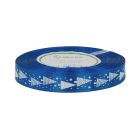 Navy blue satin ribbon with white Christmas tree print 12 mm