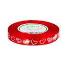 Red Satin Ribbon with White Hearts 12 mm