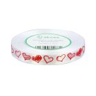 White Satin Ribbon with Red Hearts 12 mm