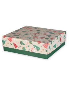 opakowanie swiateczne wieko-dno 285x275x85 mm z nadrukiem choinki