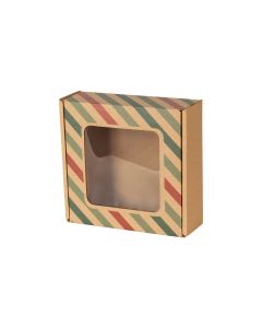 pudelko fasonowe z okienkiem nadruk paski 150x150x50 mm zdj glowne