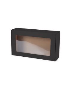 czarne pudelko fasonowe z okienkiem prostokat 350x200x100 mm zdj glowne